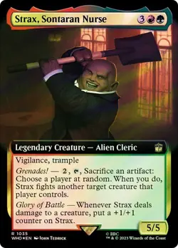 Strax, Sontaran Nurse Surge Foil Extended Art Doctor Who Commander NM MTG - Image 1