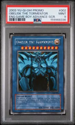 2003 YU-GI-OH! PROMO #002 OBELISK THE TORMENTOR PSA 9 - Image 1