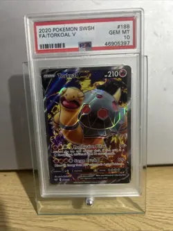 Pokemon TCG Torkoal v SWSH Full Art Card 188/202 PSA 10 - Image 1