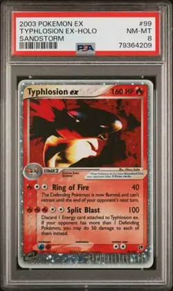 2003 POKEMON EX SANDSTORM #99 TYPHLOSION EX-HOLO SANDSTORM PSA 8 - Image 1