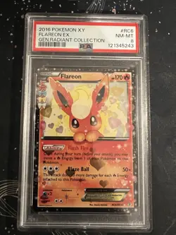 2016 POKEMON XY GENERATIONS RADIANT COLL #RC6 FLAREON EX PSA 8 - Image 1