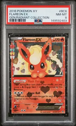 2016 POKEMON XY GENERATIONS RADIANT COLL #RC6 FLAREON EX PSA 8 - Image 1