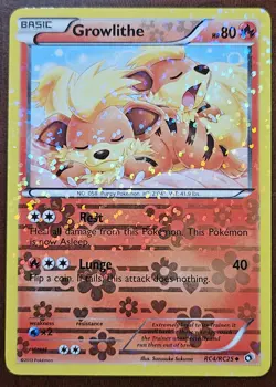 Growlithe RC4/RC25 Legendary Treasures Radiant Collection Pokemon Card LP/MP - Image 1