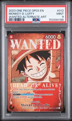 2023 ONE PIECE OP03 EN #012 MONKEY D. LUFFY WANTED ALTERNATE ART PSA 9 (186 - Image 1