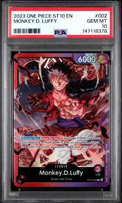 2023 ONE PIECE ULTRA DECK ST10-THE THREE CAPTAINS #002 MONKEY D. LUFFY PSA 10 - Image 1