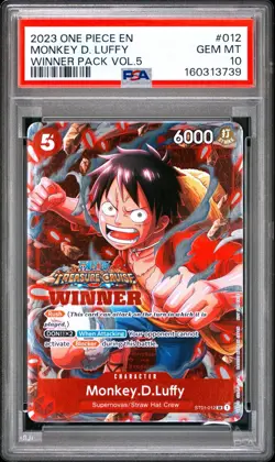 2023 ONE PIECE PROMOS WINNER PACK VOL.5 #012 MONKEY D. LUFFY PSA 10 QTY - Image 1