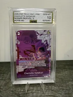 2025 ONE PIECE TOURNAMENT PACK VOL.3 WINNER #062 CHARLOTTE KATAKURI AGS 10 - Image 1