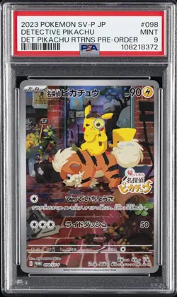 2023 POKEMON JAPANESE SV-P PROMO #098 DETECTIVE PIKACHU PSA 9 - Image 1