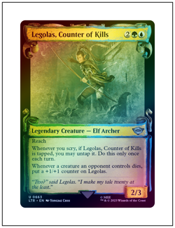 1x Legolas, Counter of Kills, Showcase Scroll Foil, LOTR, Magic MTG NM - Image 1