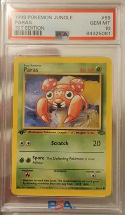 1999 Pokemon Jungle 1st Edition #59 Paras - PSA10 GEM MINT - Image 1