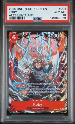 One Piece PRB02 Premium Booster Vol. 2 Koby Alternate Art PRB02-001 PSA 10 - Image 1