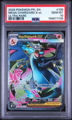 2025 Pokemon Phantasmal Flames Mega Charizard X Ex Ultra Rare 109/094 PSA 10 - Image 1