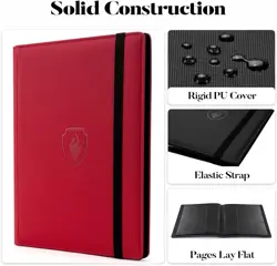 Card Collection Binder - 9 Pocket Card Book - Sturdy Card Holder - Red - Image 4