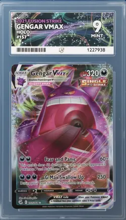 Gengar VMAX 157/264 Fusion Strike ACE 9 Mint Holo Pokemon Graded Card - Image 1