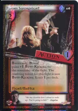 Buffy CCG TCG Angels Curse Unlimited Edition Foil Card #116 Flashy Swordfight - Image 1