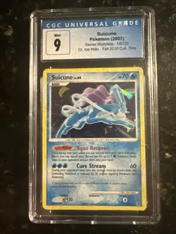 CGC 9 MINT Suicune 2010 Secret Wonders 19/132 Cracked Ice Holo Pokemon Card - Image 1