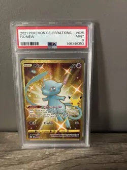 Pokemon Mew TCG Celebrations 025/025 Shiny Gold Full Art Holo Secret Rare PSA 9 - Image 1