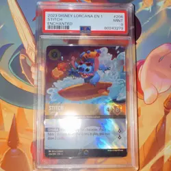 Ravensburger Disney Lorcana Stitch Carefree Surfer Enchanted 206/204 PSA 9 - Image 1