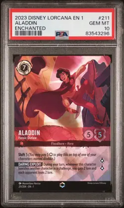 2023 DISNEY LORCANA EN 1-THE FIRST CHAPTER #211 ALADDIN ENCHANTED Psa 10 - Image 1