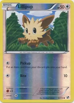 Pokemon Lillipup 80/114 Reverse Holo Black and White LP - Image 1