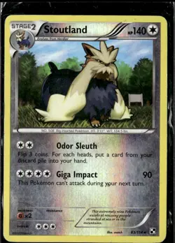 Pokemon Black and White 83/114 Stoutland Rare Reverse Holo - Image 1