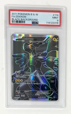 2011 Pokemon Black & White Zekrom Full Art 114/114 Black Background PSA 9 Mint - Image 1