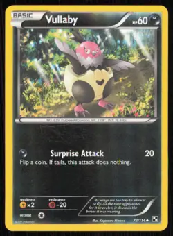 Vullaby 72/114 Uncommon Black & White Pokemon Reverse Holo Lightly Played - Image 1