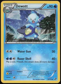 Dewott 29/114 (Cracked Ice Holo) MP Black & White Uncommon Holo Pokemon - Image 1
