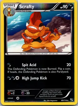 Scrafty Reverse Holo Rare Black and White 69/114 NM - Image 1