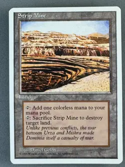 MTG-Strip Mine 4th Edition Core Set-LP NM-Vintage Magic the Gathering - Image 1