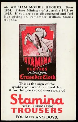 Swap Card - Men Of Stamina #66 William Morris Hughes 1950s *S024* - Image 2
