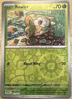 Rowlet - 013/197 - Reverse Holo - Obsidian Flames - Mint - Pokemon Card - Image 1