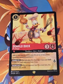 107/204 DONALD DUCK PIE SLINGER SHIMMERING SKIES LEGENDARY DISNEY LORCANA CARD - Image 1