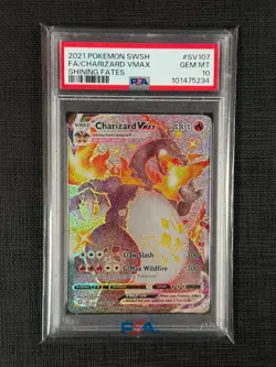 2021 POKEMON SWORD & SHIELD SHINING FATES #SV107 FA/CHARIZARD VMAX PSA 10 - Image 1
