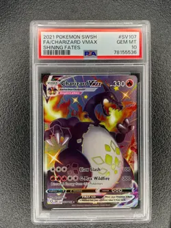 2021 POKEMON SWORD & SHIELD SHINING FATES #SV107 FULL ART/CHARIZARD VMAX PSA 10 - Image 1