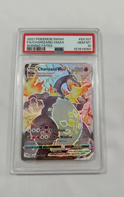2021 POKEMON SWORD & SHIELD SHINING FATES #SV107 FULL ART/CHARIZARD VMAX PSA 10 - Image 1
