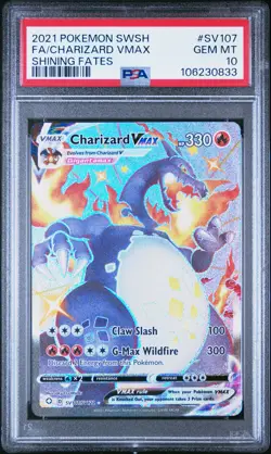 2021 POKEMON SWORD & SHIELD SHINING FATES #SV107 FULL ART/CHARIZARD VMAX PSA 10 - Image 1