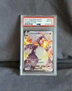 2021 Pokemon Sword and Shield Shining Fates Charizard Vmax #SV107 PSA 10 - Image 1