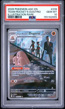 2026 POKEMON ASCENDED HEROES ILLUSTRATION RARE TEAM ROCKET'S DUGTRIO 239 PSA 10 - Image 1