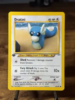 Team Rocket Dratini 63/105 1st Edition Common Regular English 40HP Pokemon TCG - Image 1