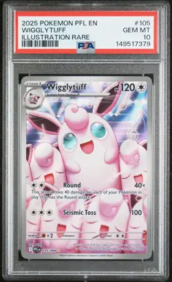 2025 POKEMON PFL EN-PHANTASMAL FLAMES ILLUSTRATION RARE #105 WIGGLYTUFF PSA 10 - Image 1