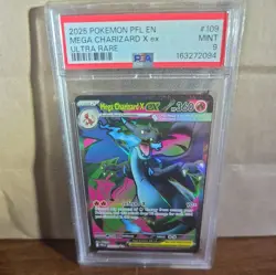Mega Charizard X Ex Pokemon Pfl En-Phantasmal Flames 109 NM PSA 9 - Image 1