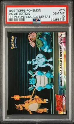 1999 Topps Pokemon Movie Edition Round One Equals Defeat PSA 10 Charizard Pop 29 - Image 2