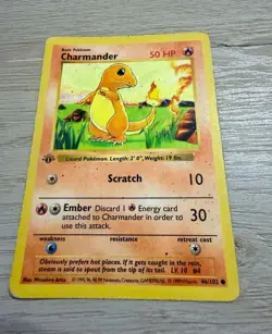 Wizards of the Coast Pokemon TCG Base Set Charmander 46/102 Regular 1st edition - Image 1