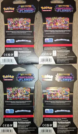 4x Pokemon TCG Mega Evolution Phantasmal Flames Sleeved Packs BRAND NEW Art Set - Image 2
