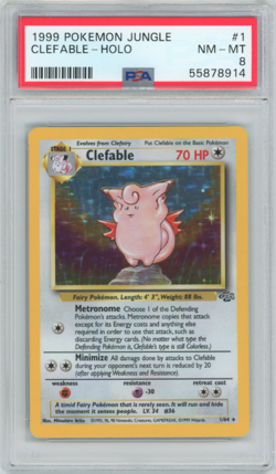 Clefable 01/64 Pokemon Jungle Holo PSA 8 - Image 1
