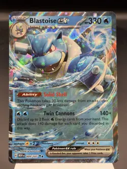 Blastoise ex 009/165 - Ultra Rare Holo - 151 Pokemon Card MINT - Image 1