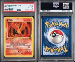 1999 Pokemon Fossil 1st Edition Moltres #27/62 PSA 8 - Image 2