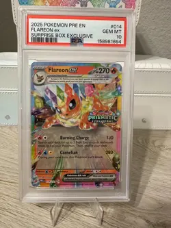 2025 Pokemon Flareon EX Surprise Box Promo Stamped Prismatic PSA 10 - Image 1