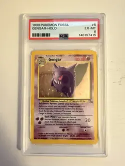 1999 Pokemon Fossil Gengar Holo 5/62 PSA 6 Unlimited - Image 1